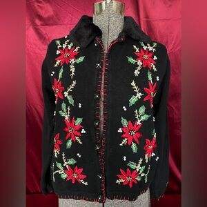 Embroidered Black Floral Women's Jacket